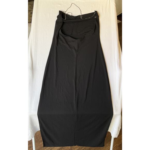 VINTAGE Express Women Long Cocktail Dress Size 1/2 Black Sleeveless Stretchy - Picture 10 of 10